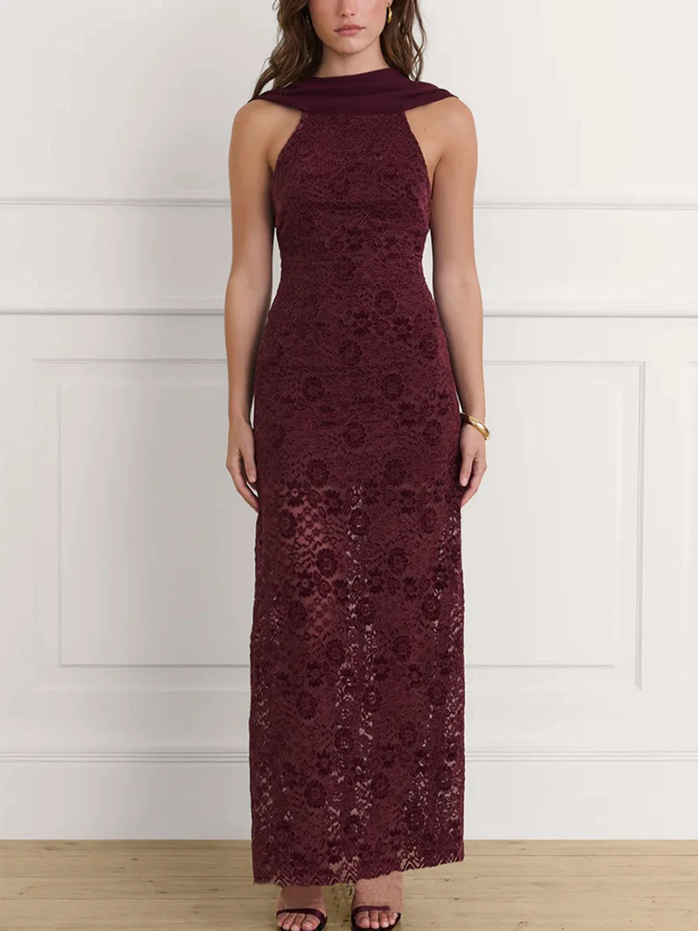 

Новое осеннее платье 2026 года в европейском и американском стиле: кружевное, длинное, с открытой спиной, с поясом на талии, облегающее бедра