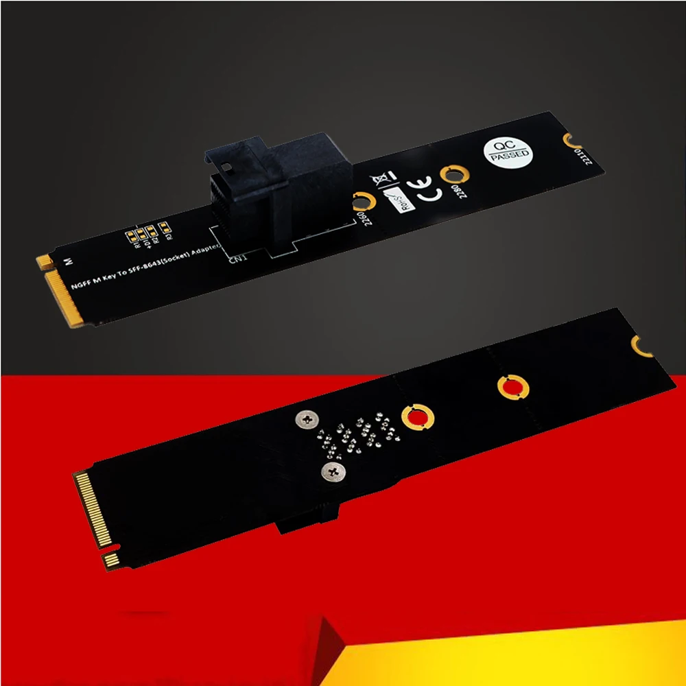 Riser Card M.2 Module MiniSAS HD SFF-8643 36Pin Connector to NGFF M.2 Key M Adapter Support Intel 750 2.5" U2 SFF-8639 NVMe SSD