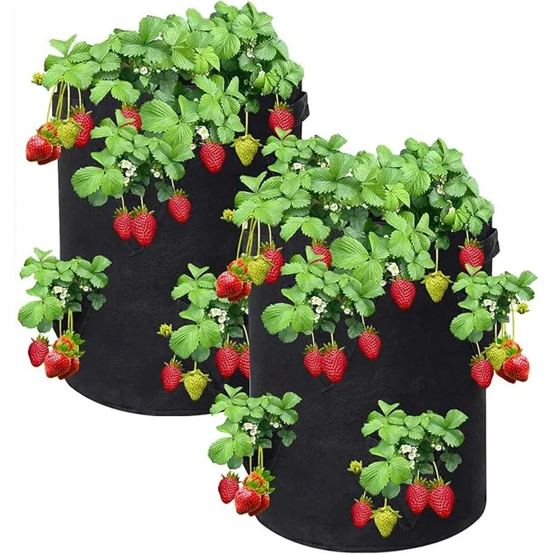 Bolsa de cultivo de fresas de primavera, bolsa de plantación de verduras, maceta de cultivo de plantas, bolsa de cultivo de 5, 7, 10Gal, jardín, terraza, bolsas de contenedor de boca múltiple