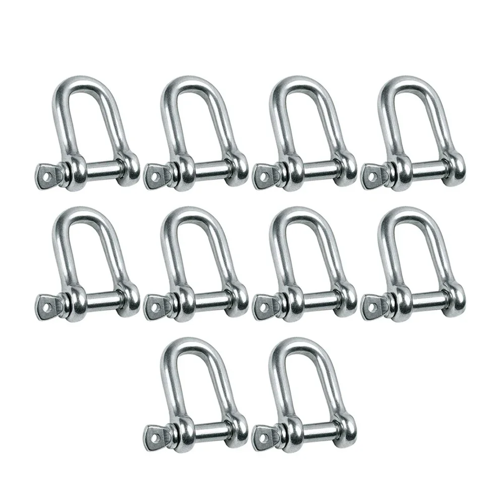 10pcs 5pcs D Type M8 Shackle Short Paragraph Rigging Stainless Steel 304 Shackle Hooks boat rigging hardware