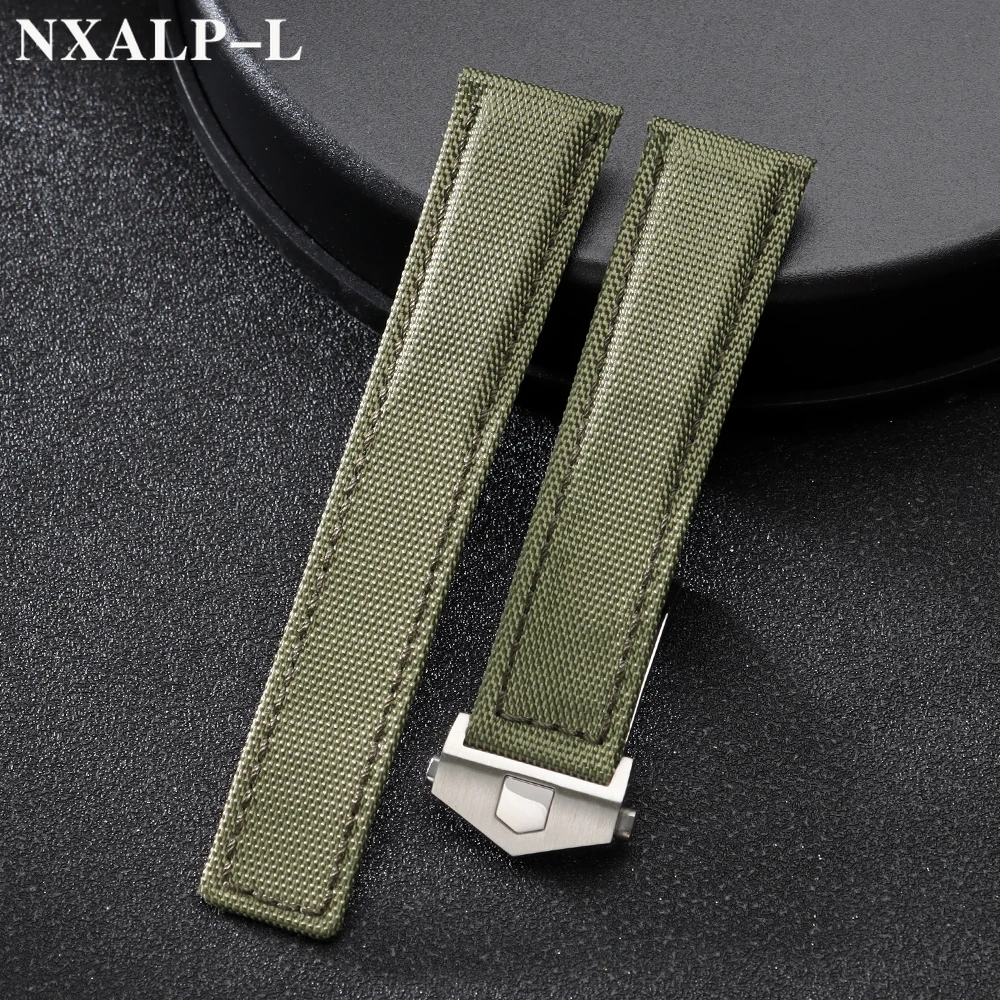 22mm 24mm Canvas Watchbands for Breitling for AVENGER NAVITIMER Nylon Leather Watch Strap for Tag Heuer Folding Buckle Bracelet