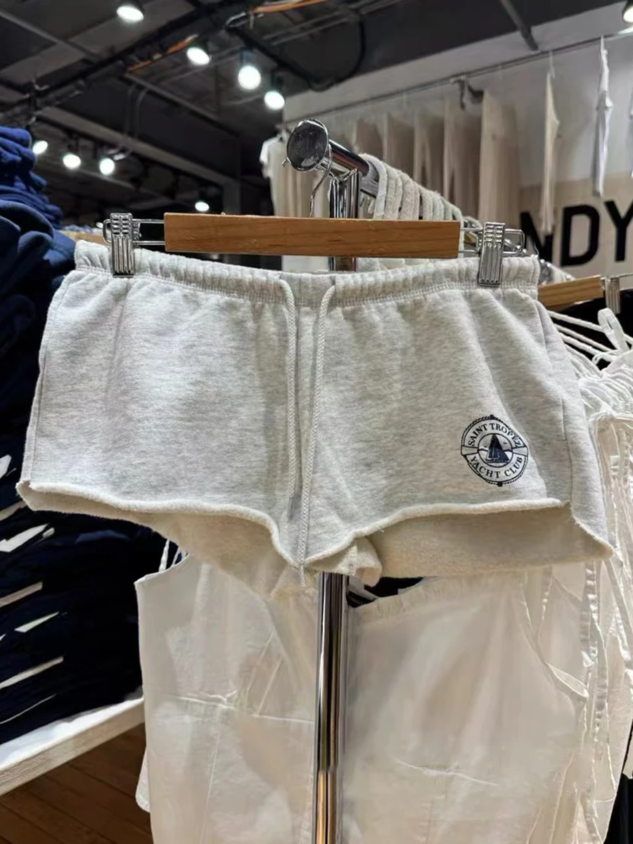 Short de sport imprimé voilier pour femme, taille élastique, décontracté, en coton, Harajuku, Vintage, Streetwear, été