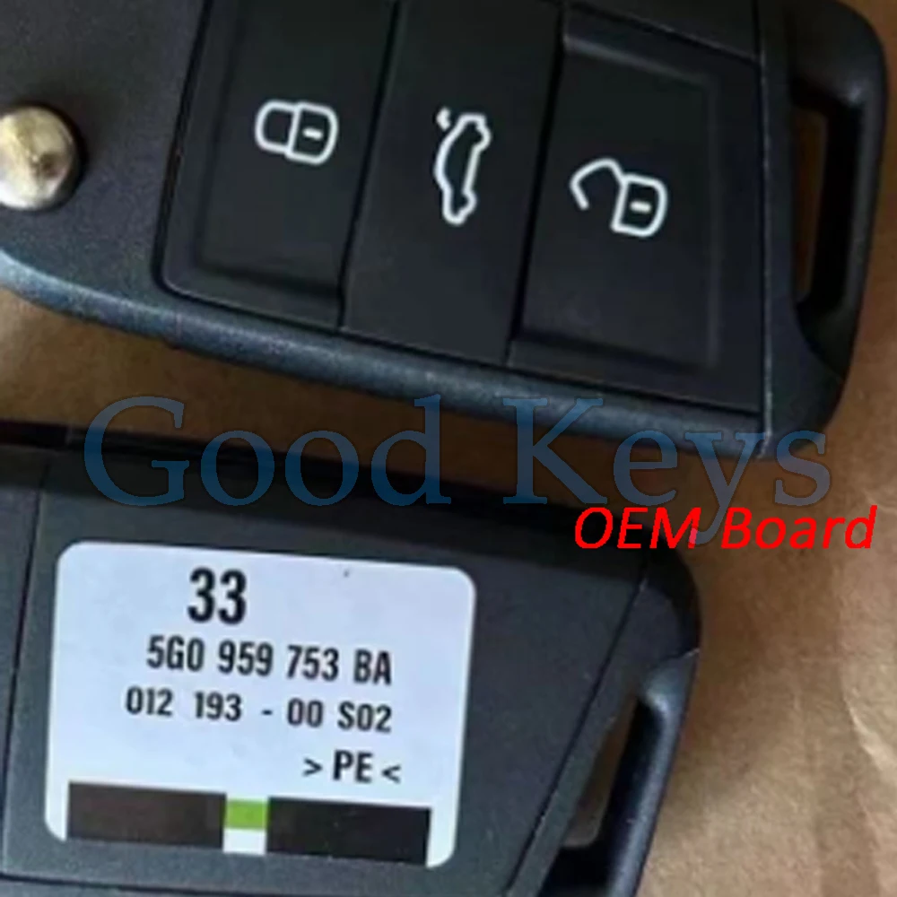 KEYECU 5G0959753BA 5G0959752BA OEM Semi-Keyless Remote Key Fob for Volkswagen MQB Golf for Skoda Octavia A7 434MHz ID48 HU66