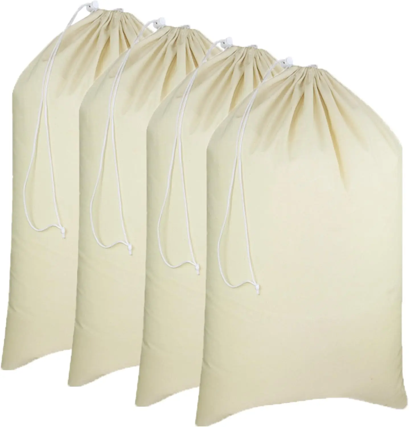 

Extra Large Laundry Bags 4 Pack - Heavy Duty Cotton Canvas, Drawstring Closure, 28x36, Washable, for Travel, College, Dorm, Storage