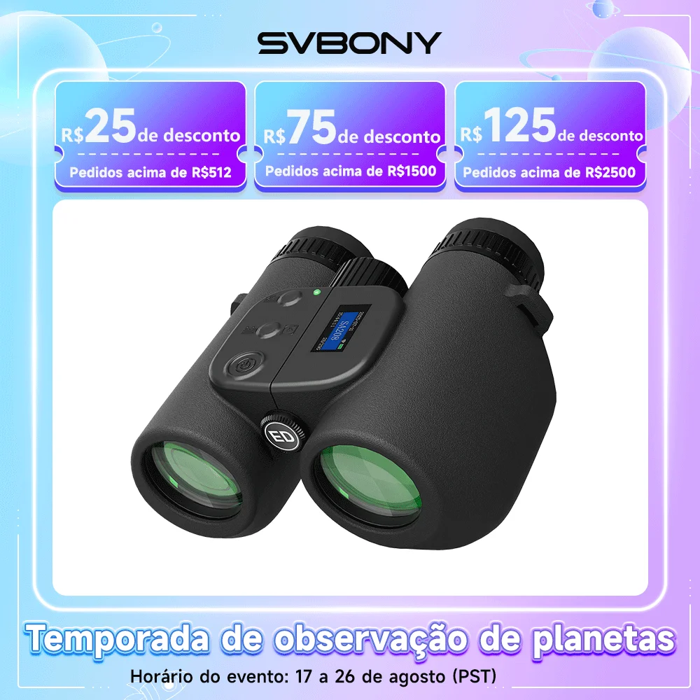 Svbony SA208 8x42 Binóculos Eletrônicos Integrados com ED e Identificação AI de Campo Amplo para Observação de Pássaros e Acampamento