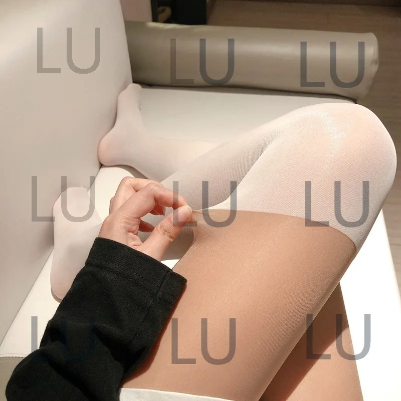 

2025 new fake high tube open crotch stockings bare leg splicing white backing 40D spring and autumn velvet stockings real shot i