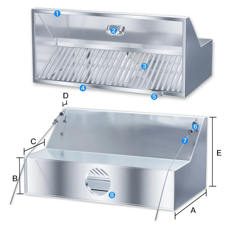 Commercial Stainless Steel Kitchen air Purifier Simple Range Hood