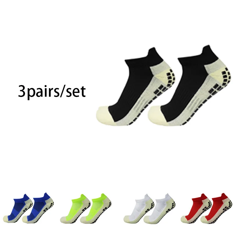 3 pairs of classic short football socks women non slip socks, sweat absorbing towel bottom sports soccer socks