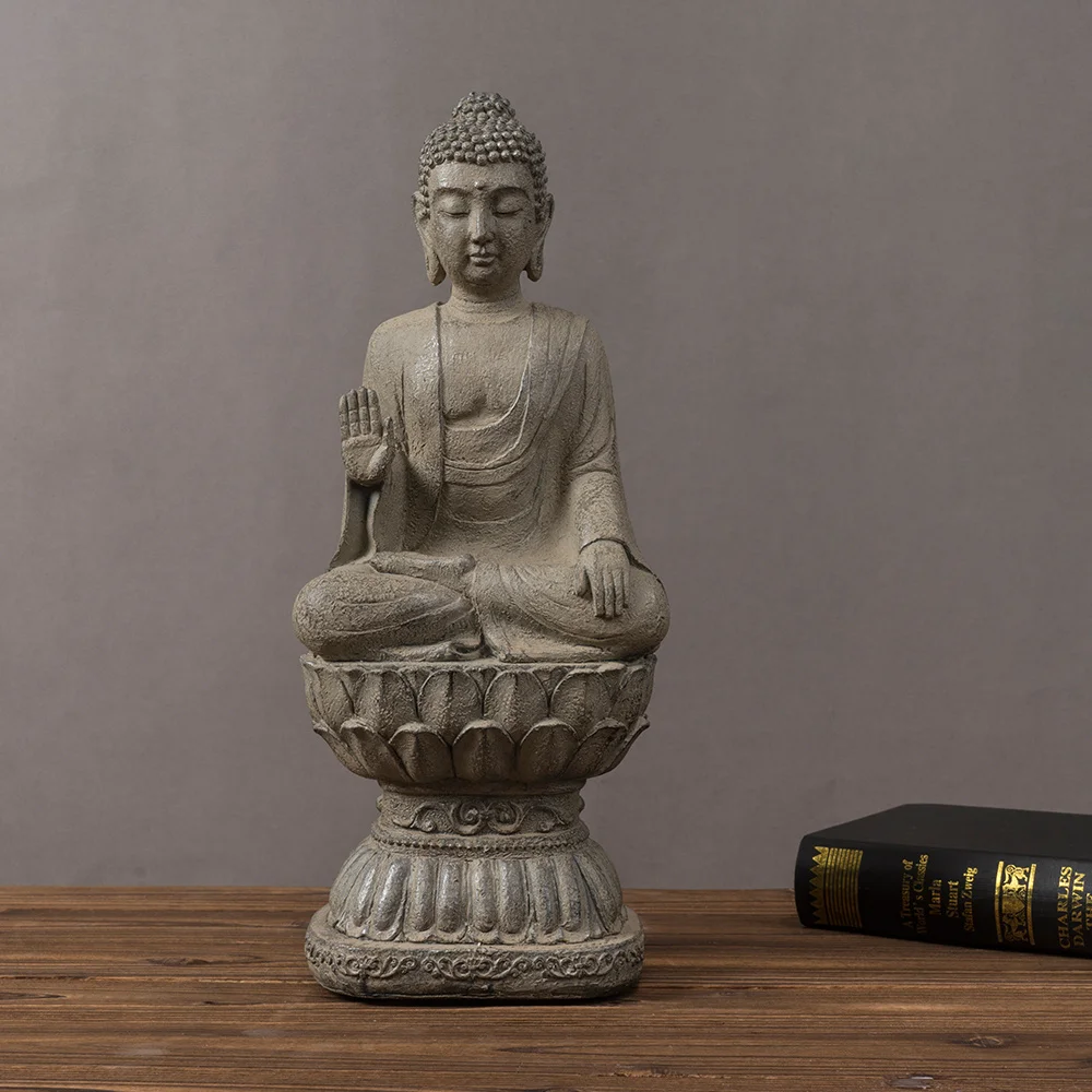 RAKKS-estatua de Buda Zen chino, decoración para el hogar, sala de estar, porche, salón de té, decoración artesanal de resina decorativa del sudeste asiático