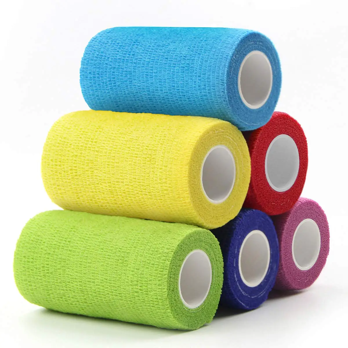 2.5/5/7.5/10cm*4.8m 6 Roll Colorful Non Woven Elastic Self Adhesive Sports Bandage Cohesive Bandage for  Fixing Finger Wrist Leg