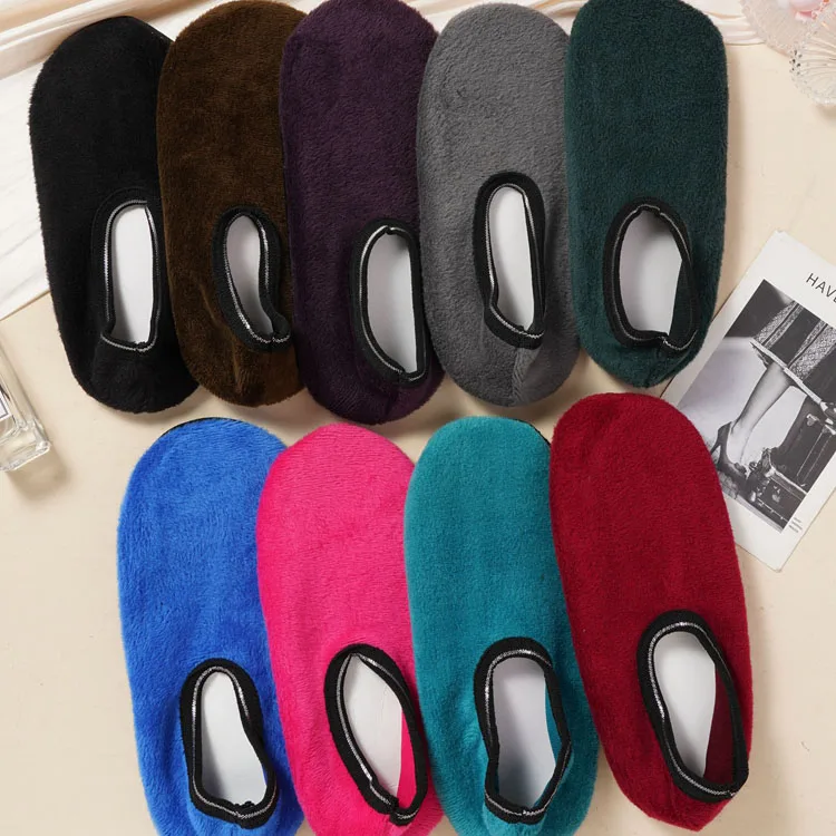 2023 Hot Winter Women\'s Solid Color Non-slip Floor Socks Thermal Fluffy Comfortable Casual Daily Home Female Ankle Socks