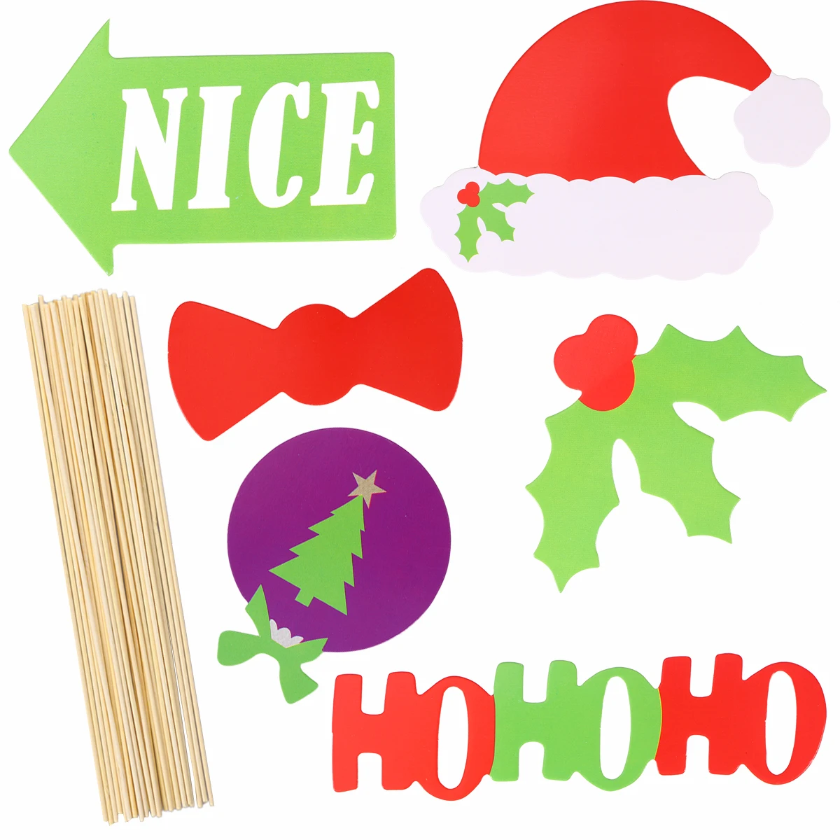 

28Pcs Photo Booth Props Christmas Party Creative Posing Kit Hats Glasses Mustache Tie Fun Decoration for Holiday Events