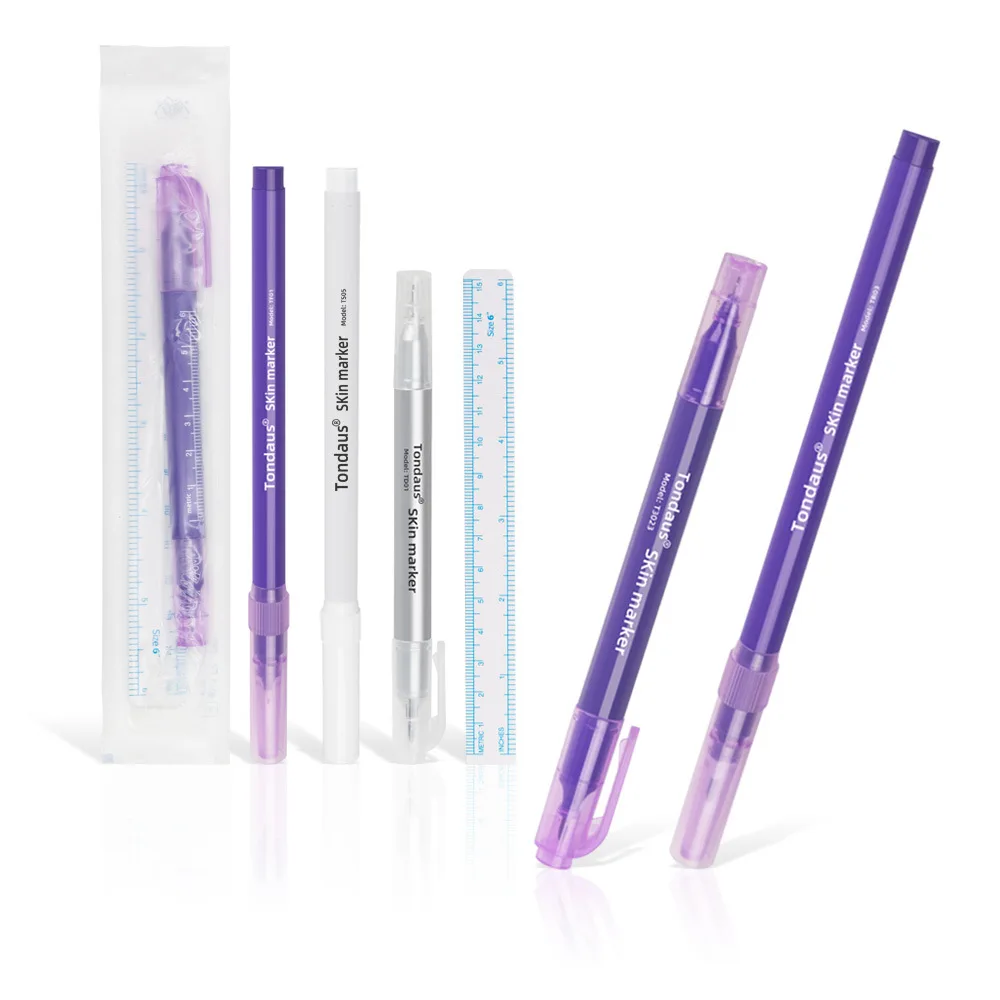 

2Pcs Surgical Skin Marker for Eyebrow Skin Marker Pen Tattoo Skin Marker Measure Measuring Ruler Set Tools
