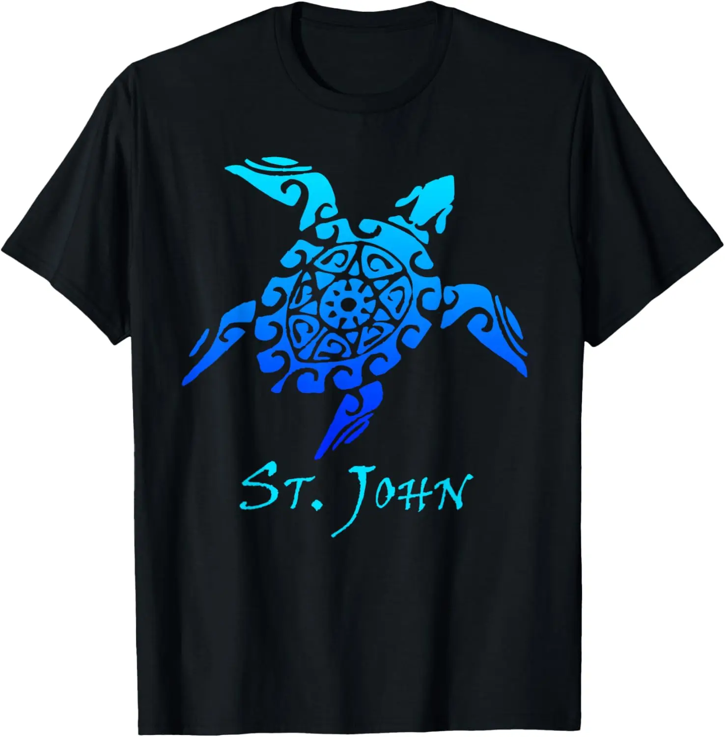 T-shirt de vacances style tatouage, St. John Tribal Turtle