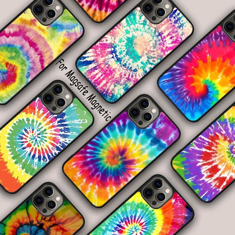 Tie Dye Pattern Batik Rainbow DIY Drawing Magnetic Phone Case For APPLE iPhone 16 14 13 12 11 Pro Max 15 Plus MagSafe Cover