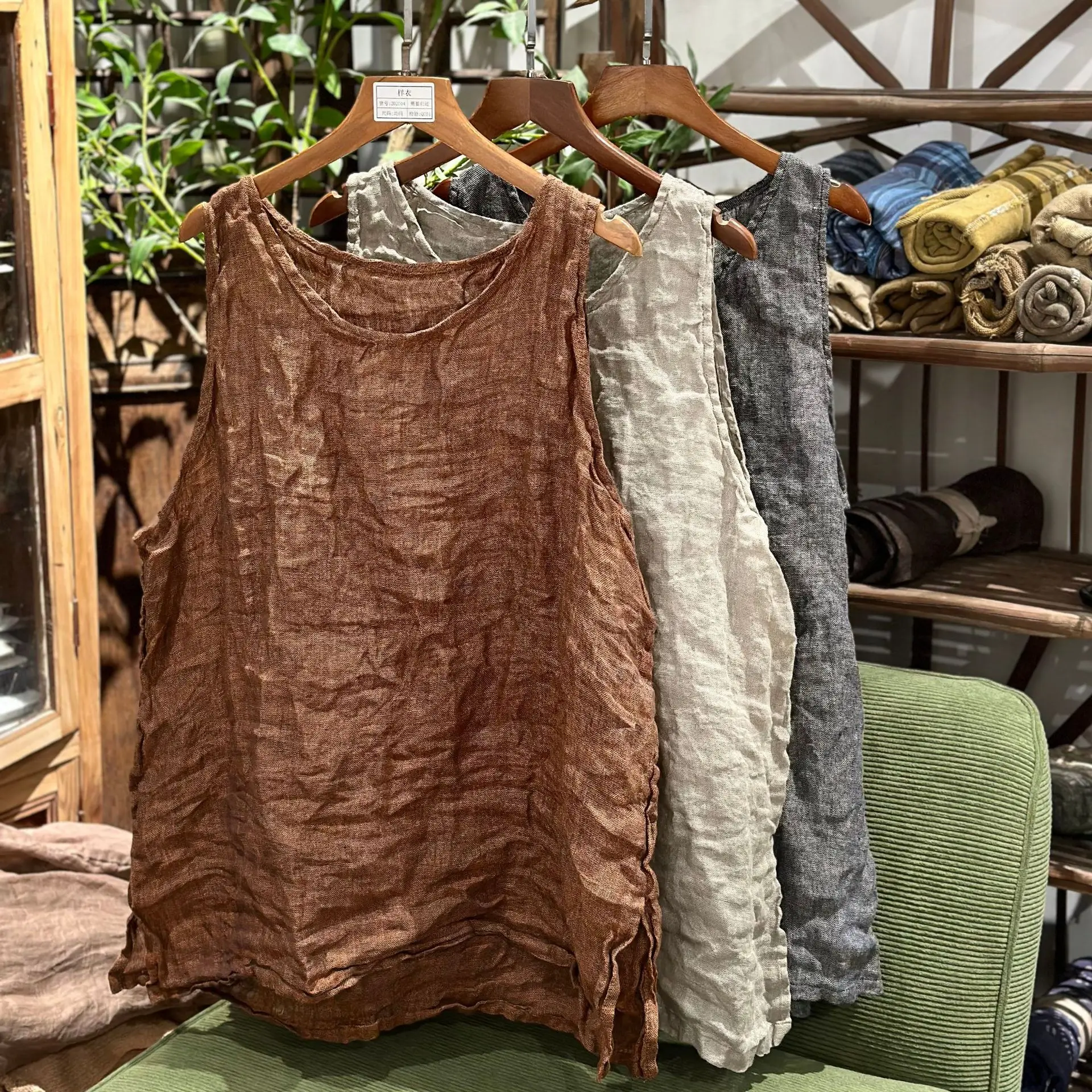 

Оригинальный художественный круглый жилет из тканого льна в стиле ретро, ультратонкая ткань, складной дизайн, производство Китай