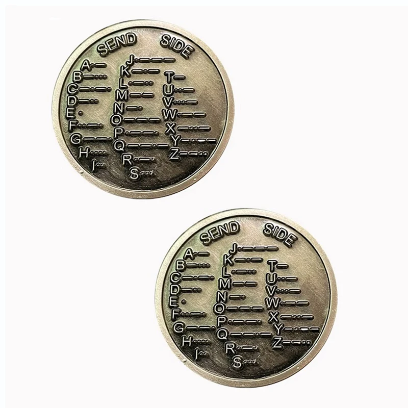 2Pcs CW Training Coin CW Morse Code Commemorative Coins Morse Code Training Coin For Novice Radio Enthusiasts