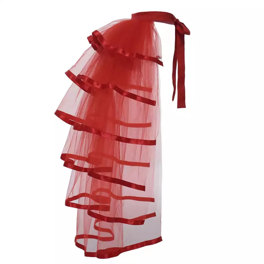 Women's Half Skirt Mesh Cake Skirt Studio Photography Sweet Pure Color Loose Dressing Gown Fashionable Spring Polyester