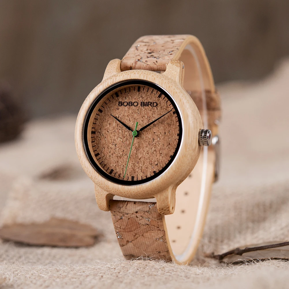 Bobo Vogel Paar Horloge Bamboe Quartz Polshorloge Voor Liefhebbers Mannen Vrouwen Kurk Lederen Band Uurwerken Geweldig Cadeau Dropshipping