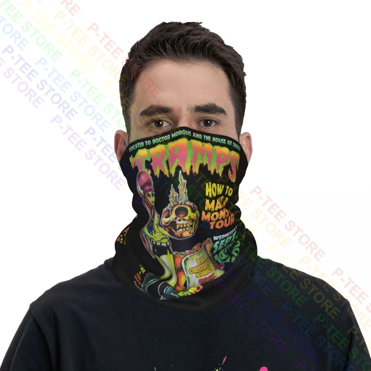 The Cramps Mens Psychobilly Garage Punk Zombie Monster Pin-Up Neck Gaiter Bandana Scarf Face Mask Hiking