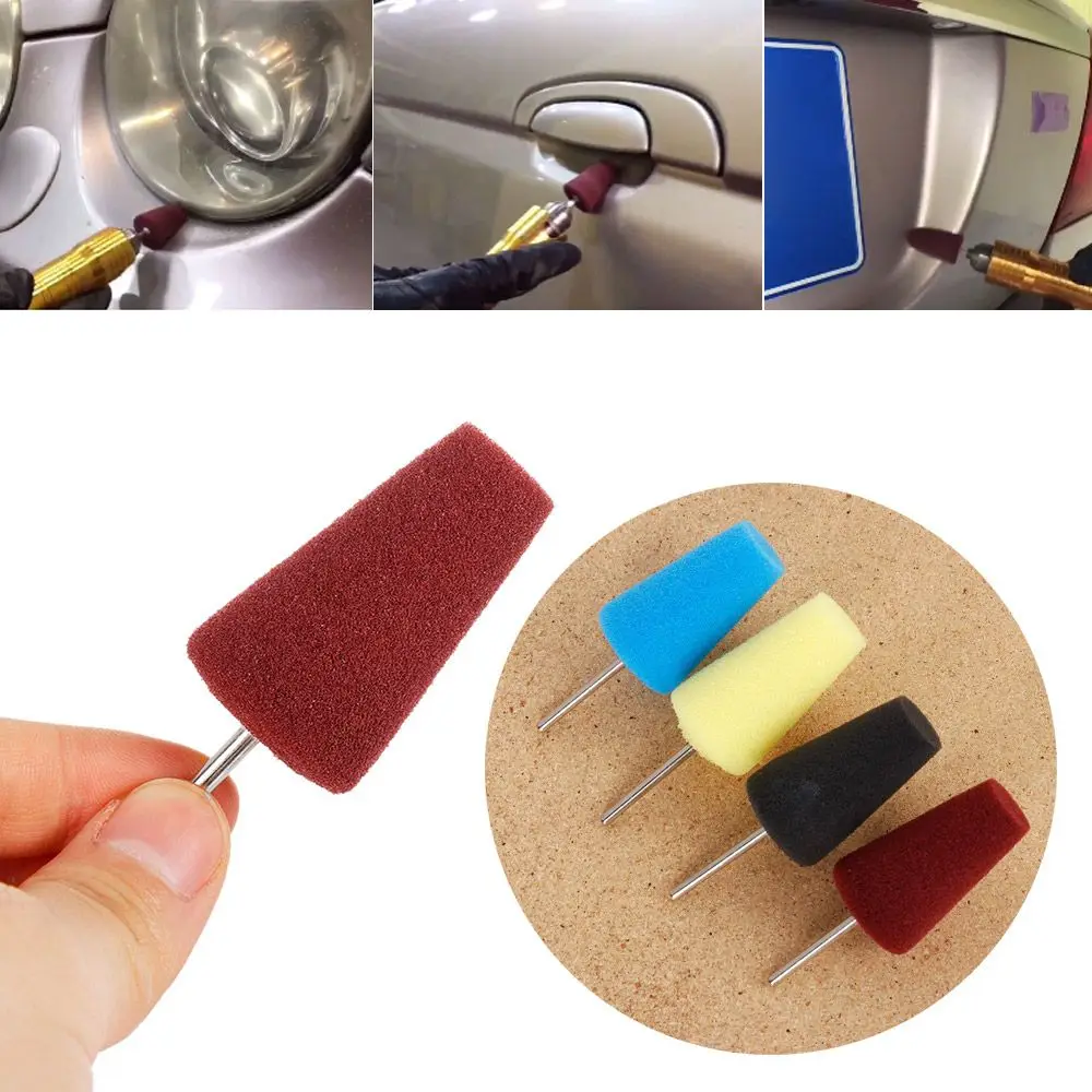 4Pcs/set Practical Car Wheel Sponge Cone Round Metal Hub Polish Buffing Shank Polishing Pad Car Cleaning Accessories