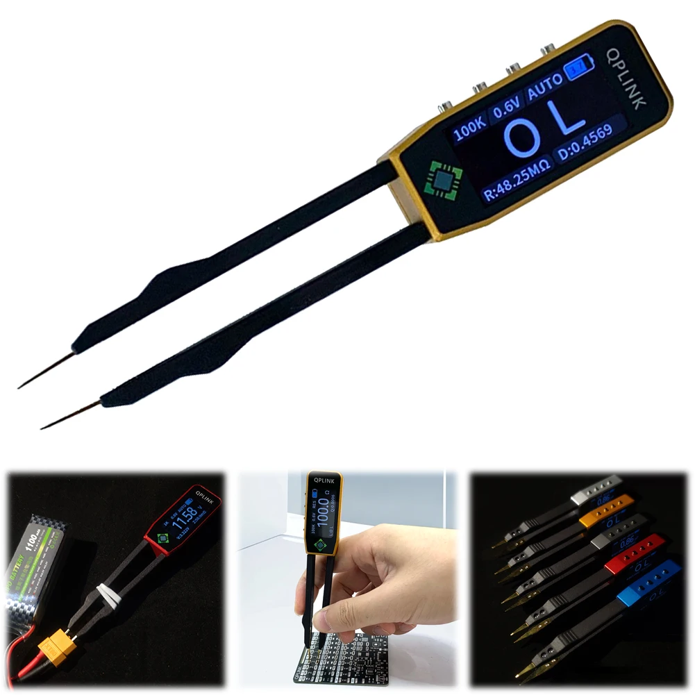 

Digital Smart Tweezer LCR SMD ESR Tester 100kHz Diode Measurement Tool Resistance Capacitance Inductance Continuity Test Display