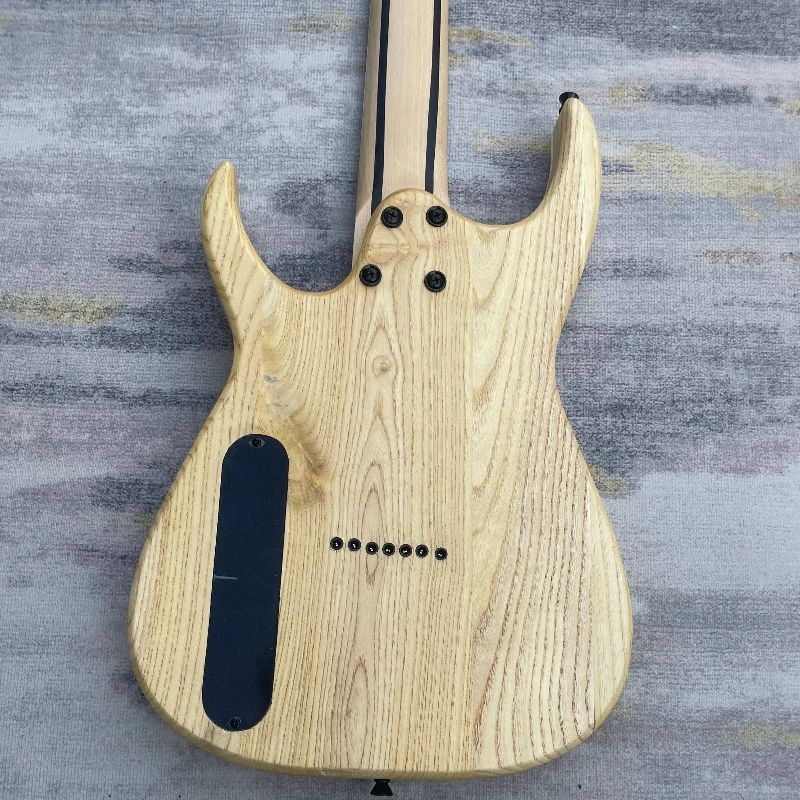 Natural Spalted Wood Double Cut Electric Guitar Dual Humbuckers String Thru Bridge Modern Solid Body 7-string Free Shipping view 6