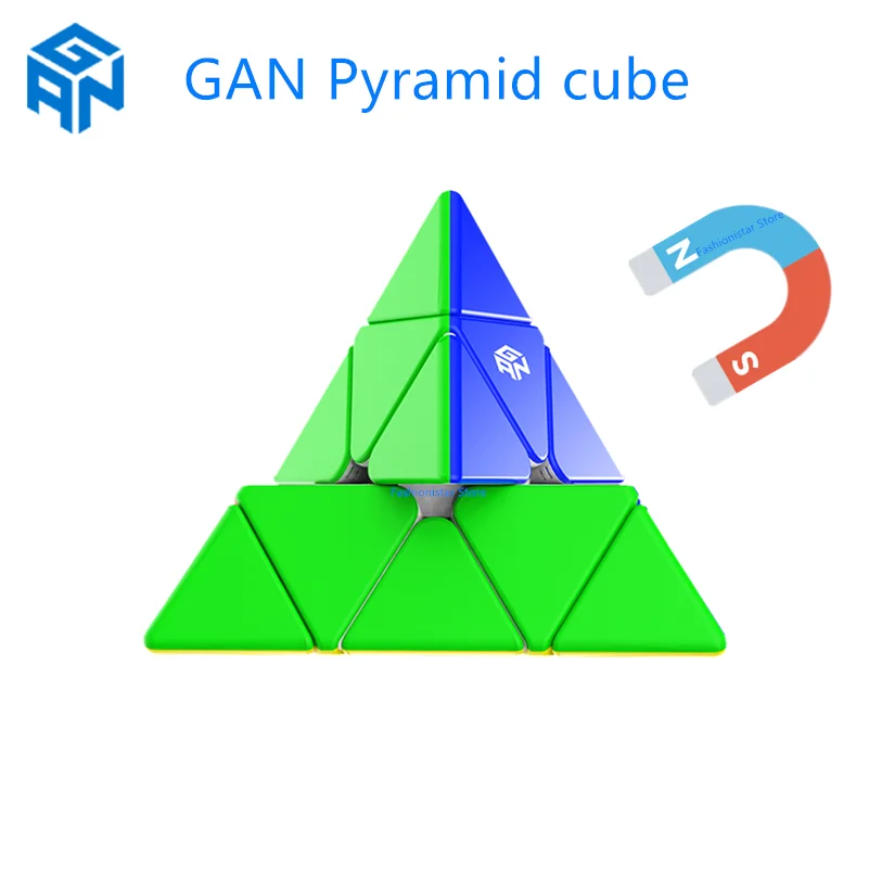 GAN 피라미드 큐브 3x3x3 마그네틱 큐브, GAN 피라미드 M 3x3x3 매직 큐브 전문 스피드 큐브 GAN 피라미드 UV 에디션 GAN Pyramid Cube 3x3x3 Magnetic cube