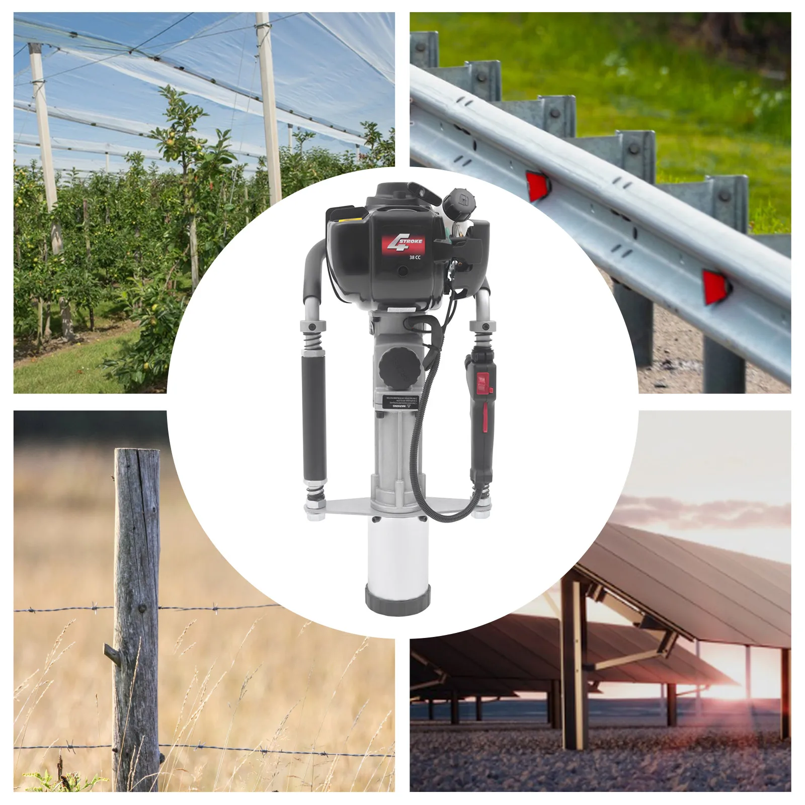 

4 Stroke Gas Powered Post Driver Pile Hammer Drill Durable Tool for Fence and Garden