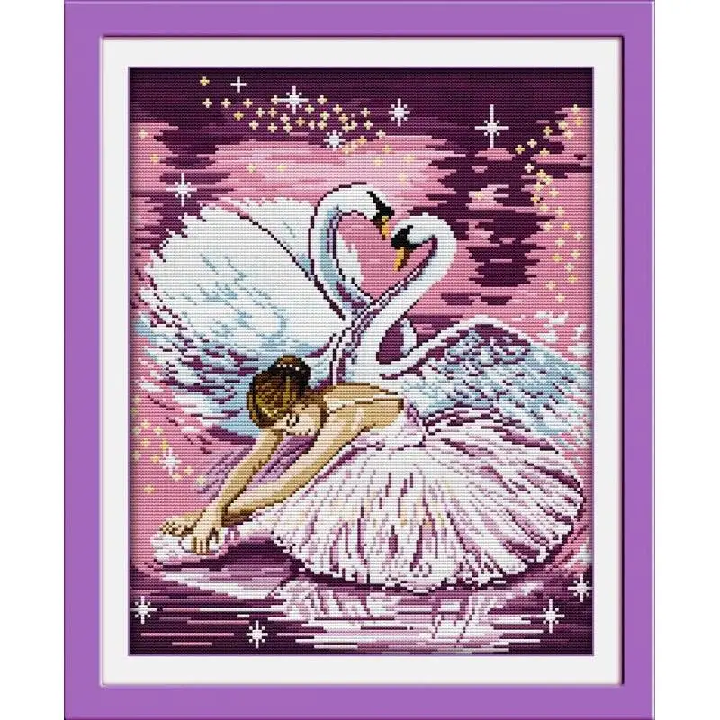 Joy Sunday News Printedd Cross Stitch Kit,  Easy Pattern With Aida and DMC Threads  Stamped Fabric Embroidery Set-Dance of The S