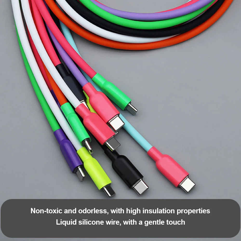 240W Flüssigsilikon USB-C auf Typ-C Schnellladekabel Typ-C Datenkabel für iPhone 17 16 15 Pro Max MacBook iPad Samsung S26 – Detail 4