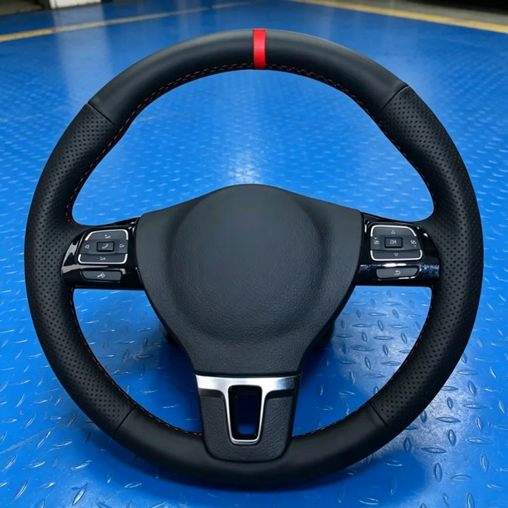 Funda de volante de cuero microfibra perforado cosida a mano para Volkswagen Gol Tiguan Passat B7 Passat CC Touran Jetta Mk6