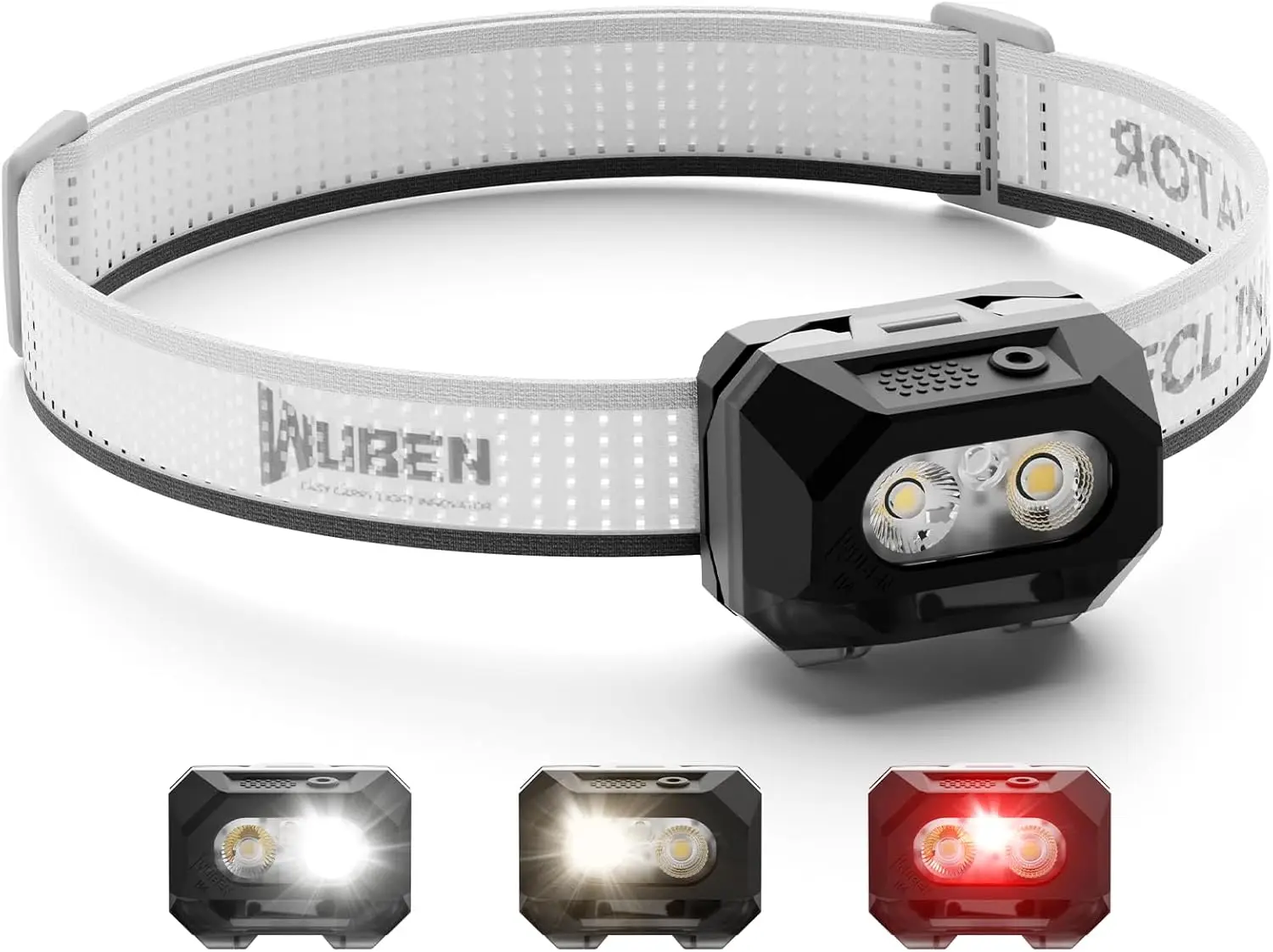

WUBEN H4 Headlamp, 800LM LED Rechargeable Light, 80g, Adjustable Angle, Hands-Free for Camping, Hiking, Running, Outdoor