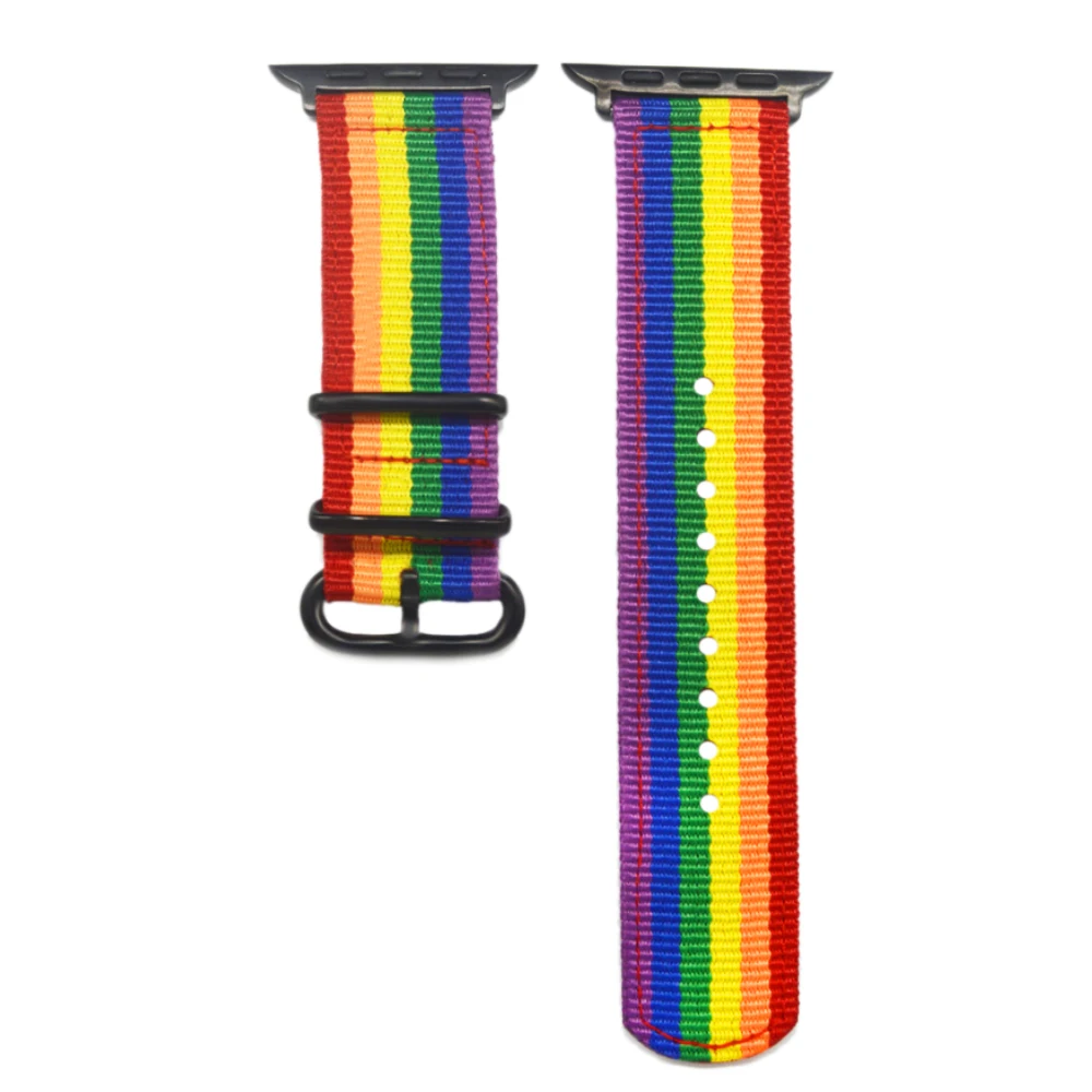 Compatible Apple Watch Rainbow strap Band LGBT group Woven Nylon Wristband iWatch Series Ultra1/2 38/40/41MM 42/44/45/49MM