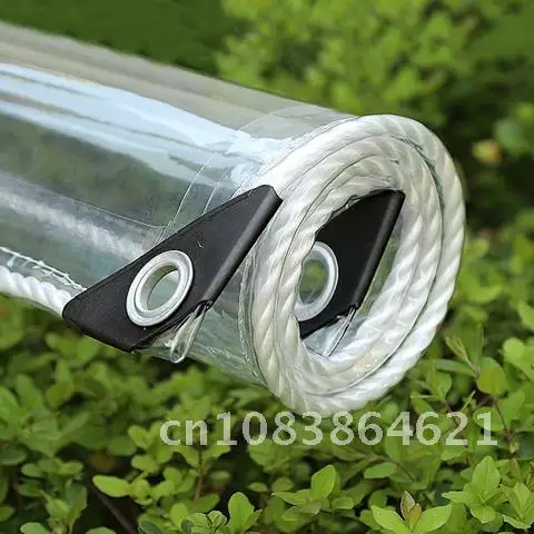 Transparent Waterproof PVC Tarpaulin with Eyelets Durable Weatherproof Canopies Foldable 0.39 mm Rain Cover for Garden Furniture