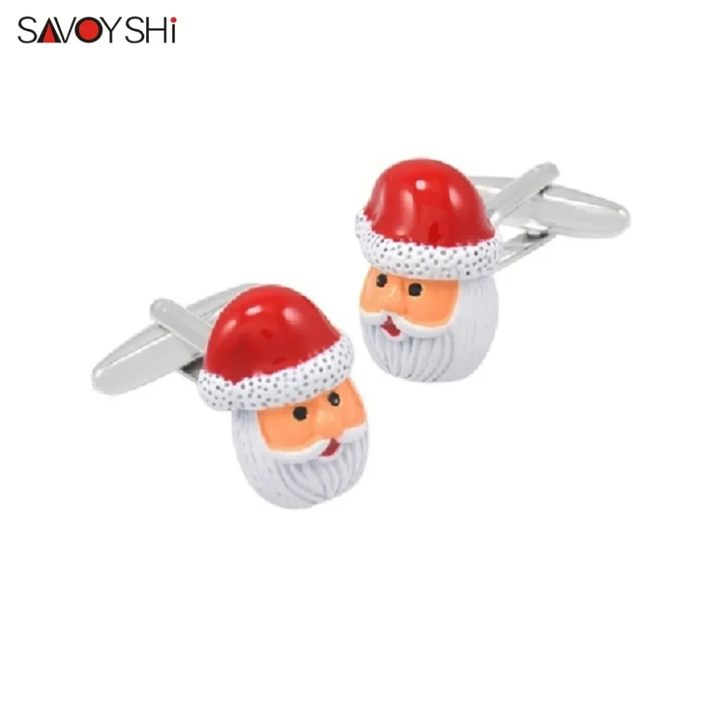 SAVOYSHI 9 Style High Quality Enamel Craft Santa Claus Cufflinks Fashion Men's French Shirt Cufflinks Wholesale Christmas Gifts