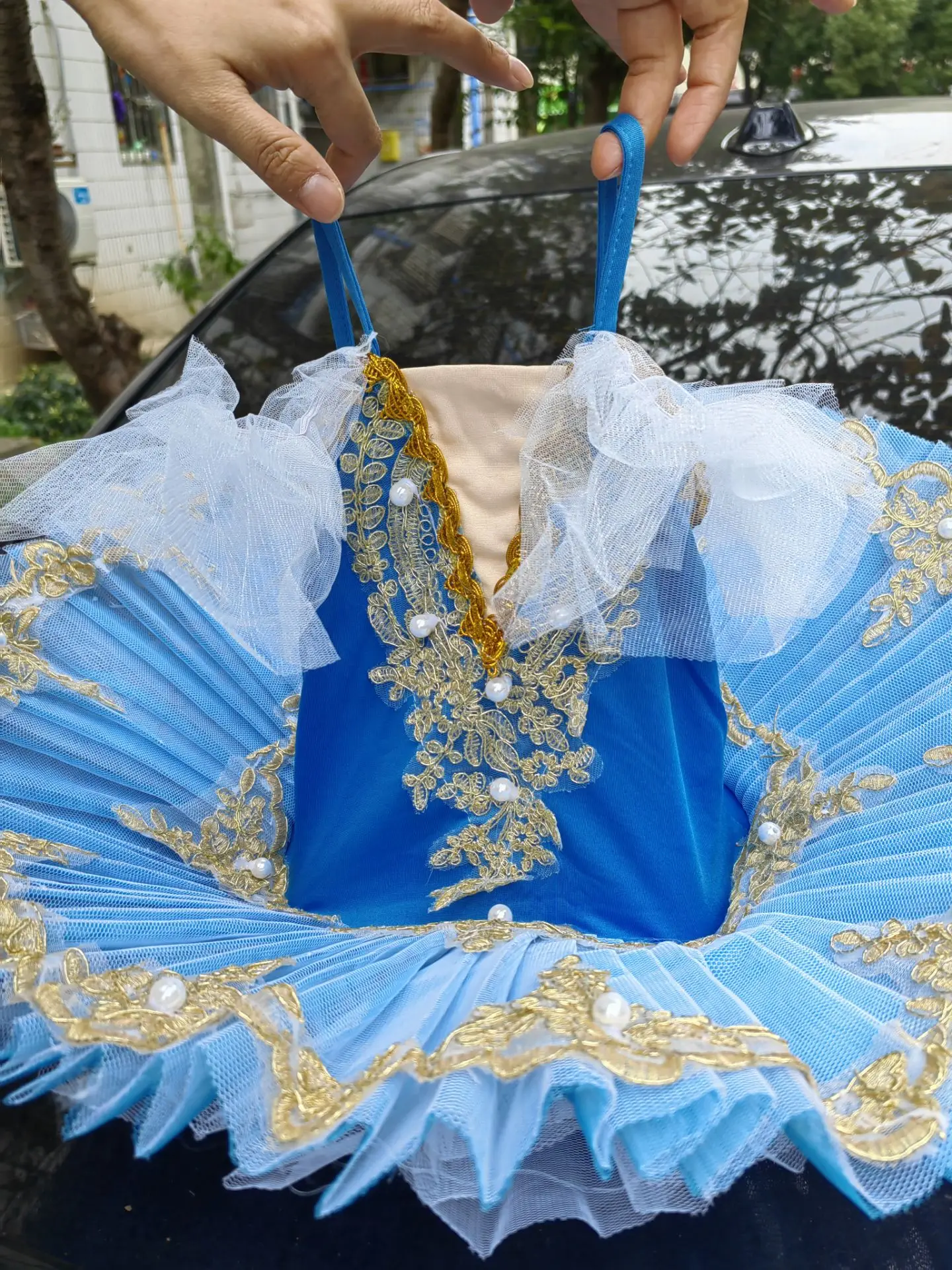 Professional Ballet Tutu Girls Blue White Platter Pancake Tutu Ballerina Party Dress Adult Women Child Kids Ballet Dance Costume