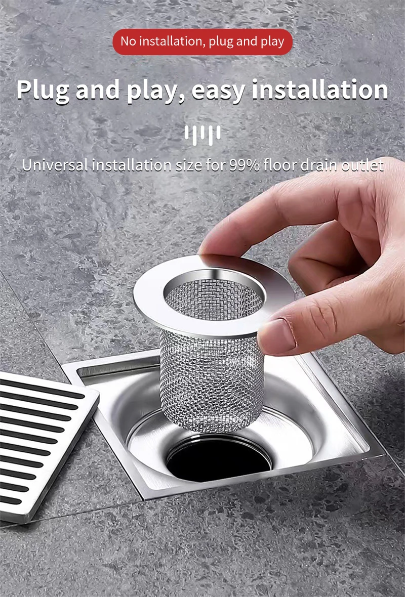 

Floor Drain Filter Multifunctional Steel Filter Mesh Basket Filter Hair Trap Bathroom Kitchen Sink Anti-clog Slag Strainer