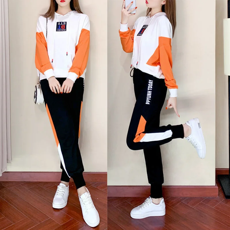 Women\'s Sports Suit 2022 Spring Autumn New Plus Size Clothing Korean Style Casual Fashion Student Sweater And Pants 2 Piece Set