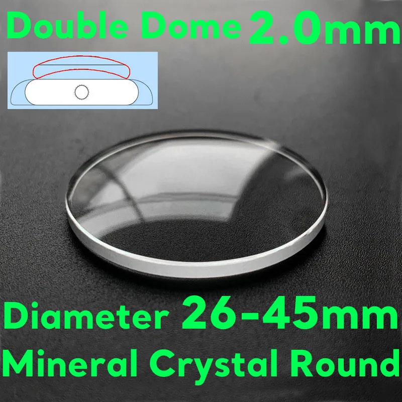 Double Dome 2.0mm Thickness Mineral Watch Crystal 26mm-45mm Watch Glass Replacement Transparent Watch Lens Repair Parts