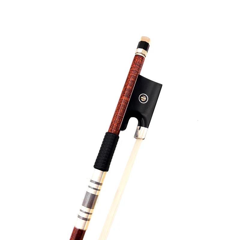 1Pcs top Pernambuco carbon Fiber Round Stick violin viola cello bow 4/4,silver/Copper Mounted，Siberian horsetail horsehair