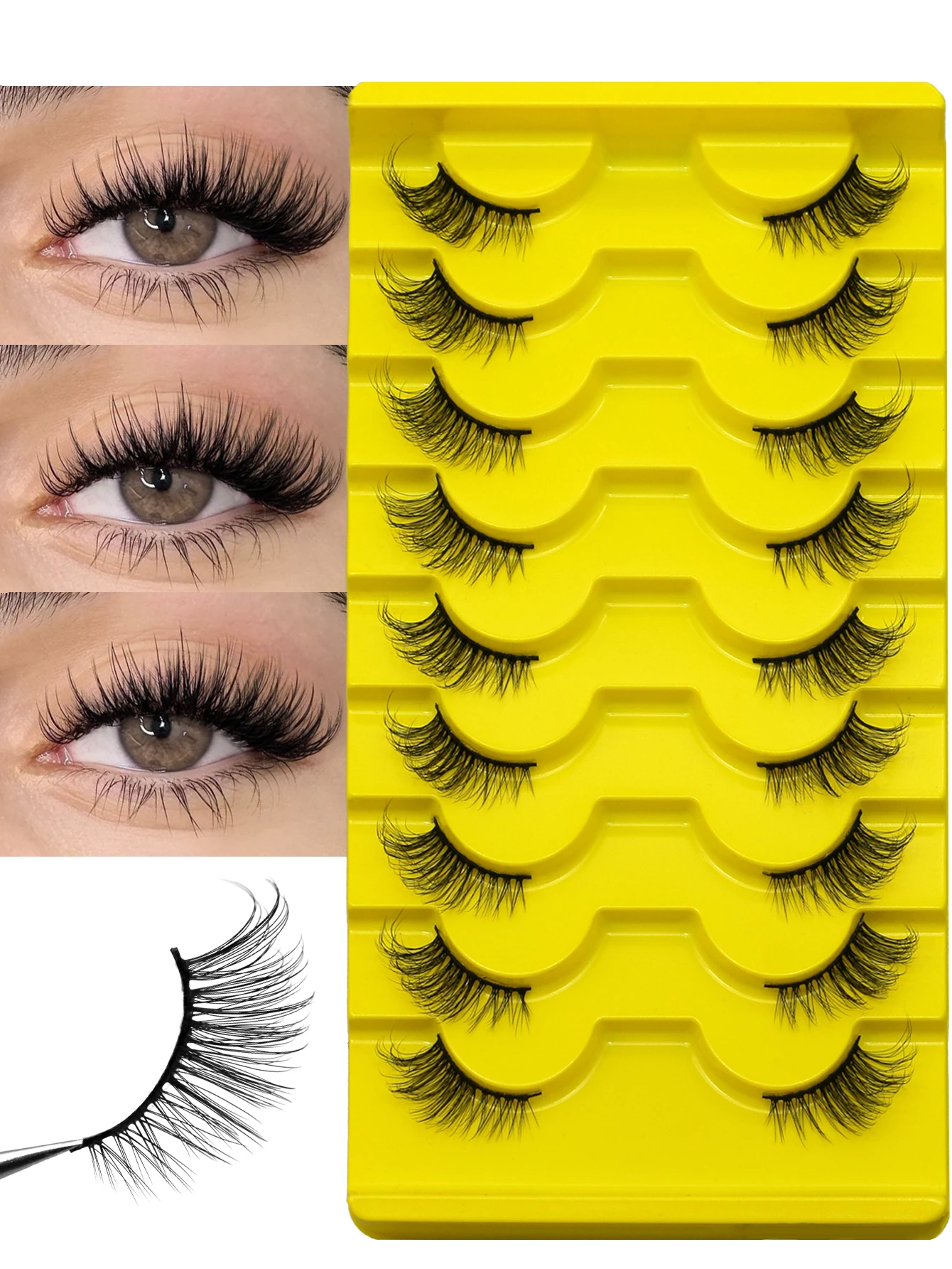 Half Fake Eyelashes 2/7/9/10 Pairs Half Lashes Soft Natural Cat Eye Lashes Makeup Tool Extension Fluffy Faux Cils Half Lashes