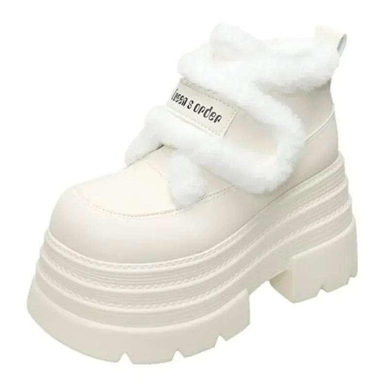 

2025 зимние ботинки, женские теплые хлопковые зимние туфли, модные кроссовки на высокой платформе 10 см, замшевые женские туфли на толстом каблуке, Botas Mujer