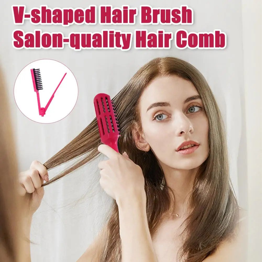 Cepillo para desenredar el cabello en forma de V, cepillo para alisar el cabello, plegable, masaje del cuero cabelludo, peine de peinado para cabello seco y húmedo, herramienta de peluquería