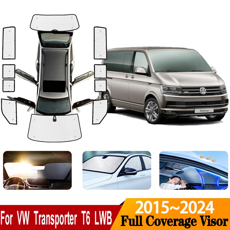 

For Volkswagen VW Transporter Caravelle Multivan Doubleback T6 LWB 2015~2024 Car Sunscreen Window Sunshade Cover Car Accessories