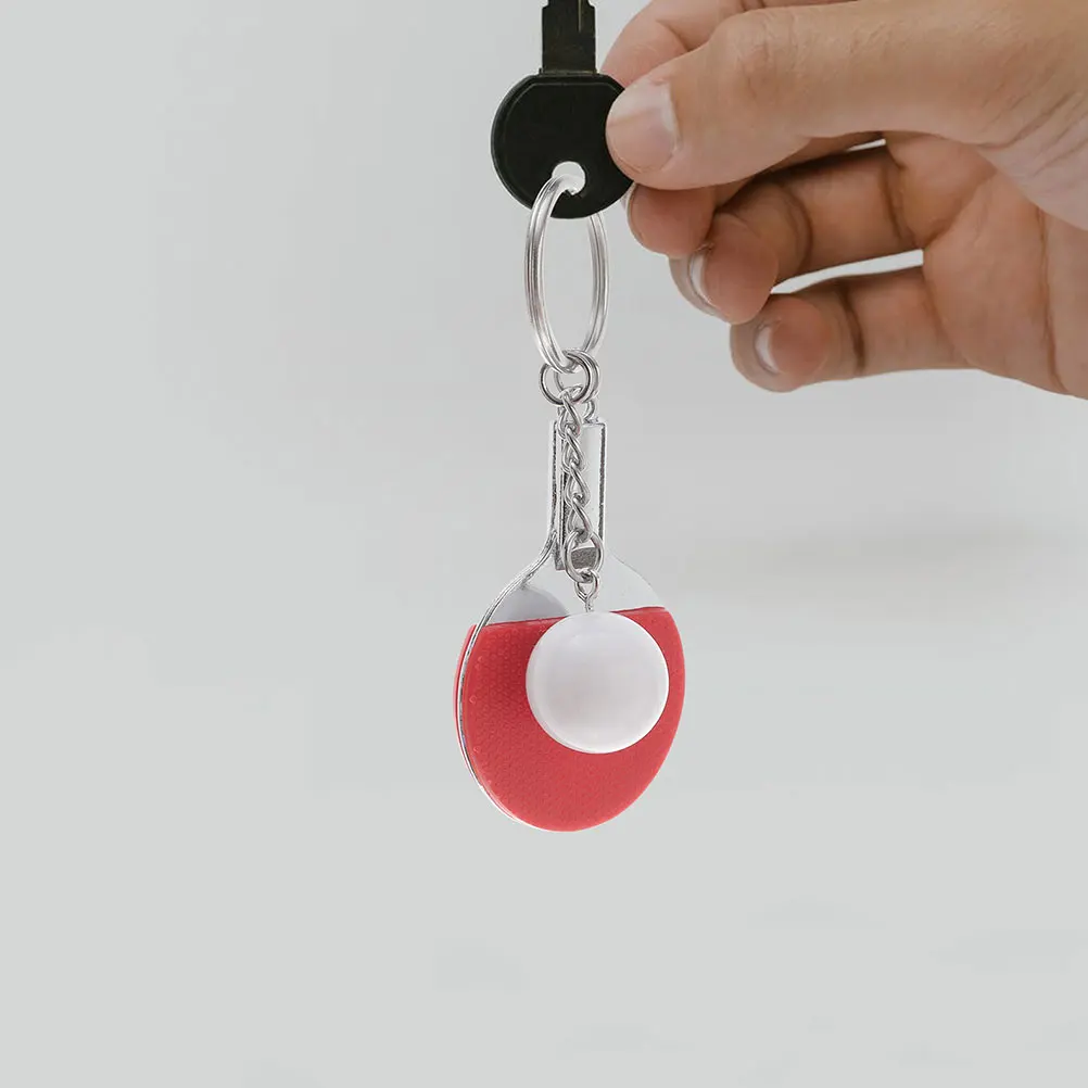 

12pcs Table Tennis Keychain Mini Pingpong Racket Keyring Realistic Sports Charm Portable Bag Chain Sturdy Lightweight Simulation