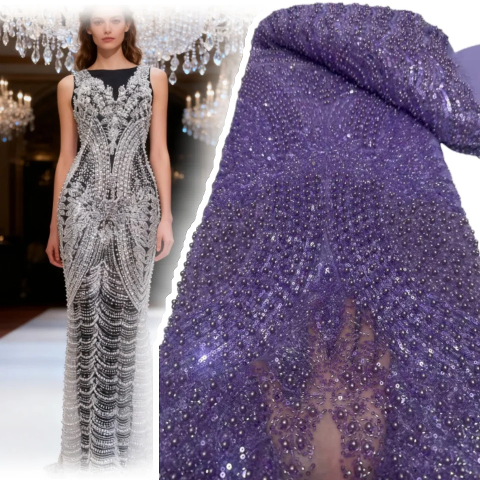 Роскошная африканская кружевная ткань с драгоценными камнями и бисером 2026, нигерийская французская сетчатая кружевная ткань премиум-класса с блестками, платья и свадебные платья 1879