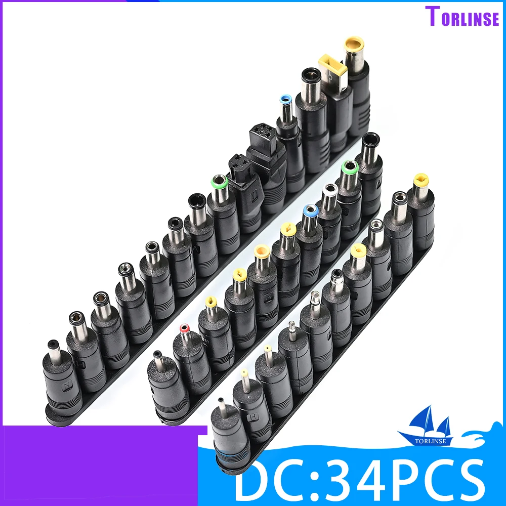 8 SZT. - 34 SZT. Uniwersalny Zestaw Wtyczek DC AC 5.5mmx2.1mm do Laptopów i Notebooków, Uniwersalne Końcówki Jack do Większości Laptopów