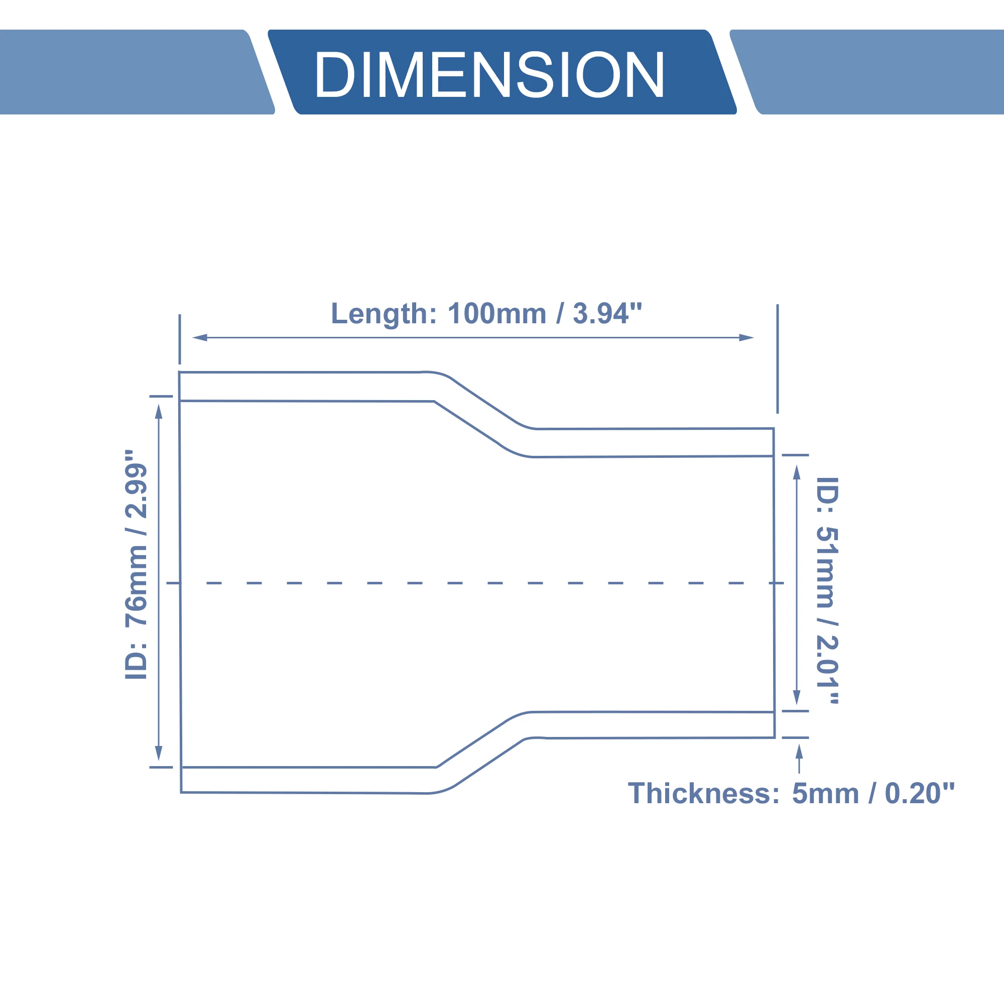 UXCELL 38-25mm 45-32mm 45-38mm 51-45mm 57-45mm 70-60mm ID 100mm Long 0 Degree Car Silicone Coolant Hose w/ Clamps