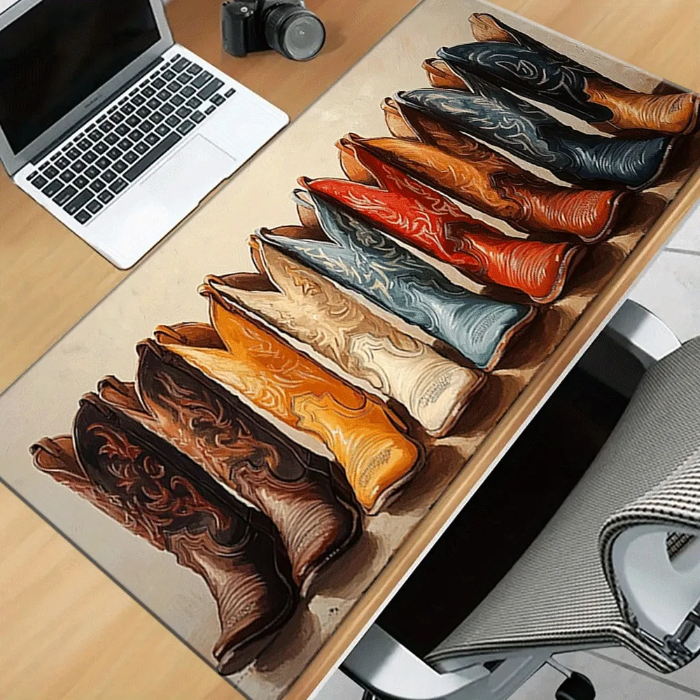 Cowboy boot pattern mouse pad and keyboard pad, desktop pad as well as gaming accessory alfombrillas gaming ratón grande